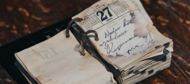 Pocket file diary showing the number 27 in the top middle page